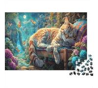 Sleeping Cat in Enchanted Garden Puzzle 1000 Pezzi Per Adulti E Ragazzi - Pet Giochi Di Rilassamento E Intrattenimento Familiare, Regalo E Decorazione Da Parete 38x26cm/1000pcs