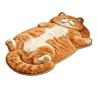Sleeping Cat Rug Floor Mat, Large Cartoon Carpet，Orange：60*90cm | Shaped Door Mats 3D Plush Area Rug, Cats Pattern Bath Mat with Non-Slip Base for Bedroom Bathroom Entryway Bedside Decor