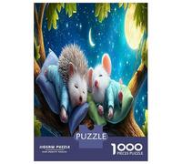 Sleeping Friends 1000 Pezzi Hedgehog & Mouse on Tree Branch Puzzle Giocattoli Puzzle Per Gioco Familiare Decorazione Della Famiglia Adulti Regalo Educativo 52x38cm/1000pcs