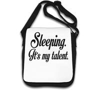 Sleeping It's My Talent - Borsa a tracolla, colore: Bianco
