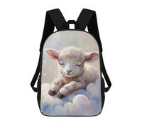 Sleeping Lamb on Clouds Watercolor Zaini Stampati in 3D Zaini Per Bambini Alla Moda Casual Zaino Da Giorno Borse Da Viaggio Carine Zaino Casual Da Giorno Per Esterni Per Ragazzo E Ragazza 17inch