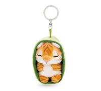 Sleeping Pets 63162 - Portachiavi con tigrotto di Peluche (8 cm) Addormentato in Un Cestino, Accessorio di Peluche per Zaino o Borsa, Portachiavi per Grandi e piccini, Multicolore