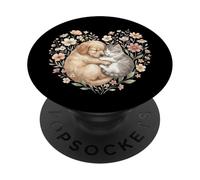 Sleeping Puppy Kitten Heart Floral Boho Nature PopSockets PopGrip Adesivo