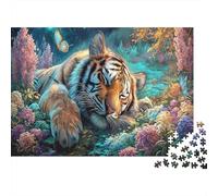 Sleeping Tiger in Flower Field Wildlife Puzzle 1000 Pezzi - Adulti E Per Ragazzi, Gioco Familiare E Rilassamento Per Ideale, Decorazione Da Parete O Regalo 38x26cm/1000pcs