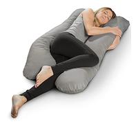 sleepling 196533 Bodypillow cuscino per gravidanza, per chi dorme di lato, cuscino di posizionamento, 100% poliestere (rimovibile e lavabile), 140 x 75 cm, grigio