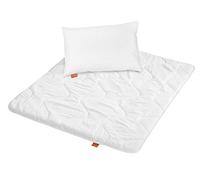 sleepling 197121 set per lettino bambini composto da piumino per tutto l'anno 100 x 135 cm e cuscino per bambini 40 x 60 cm, 100% microfibra, anallergico, bianco