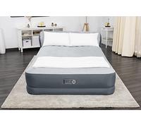 SleepLux Materasso ad aria queen con testiera, super morbido e confortevole, molto resistente e resistente, materasso ad aria rialzato con pompa integrata e caricatore USB (229 x 152 x 74 cm), grigio