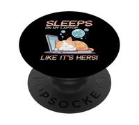 SLEEPS ON MY LAPTOP LIKE IT'S HERS PopSockets PopGrip Adesivo