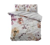 Sleeptime Biancheria da letto, 3 pezzi, 200 cm x 200 cm, 3 pezzi, colore bianco, bellissimi fiori, morbido e stirabile, con chiusura lampo, set di 2 federe da 80 cm x 80 cm