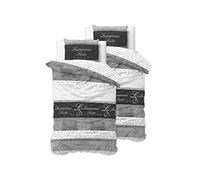 Sleeptime Biancheria da letto 4 pezzi 135 cm x 200 cm 4 pezzi grigio - 5 stelle hotel - morbida e non necessita di stirare Fodere con cerniera - Set di biancheria da letto con 2 federe 80 cm x 80 cm