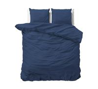 Sleeptime Biancheria da letto in 100% cotone, 200 cm x 200 cm, blu navy, morbido e stirabile, con chiusura lampo, set di biancheria da letto in tinta unita, con 2 federe 80 cm x 80 cm