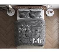 SleepTime Copripiumino 100% Cotone, il signore e la signora, Matrimoniali, 240 cm x 220 cm, con 2 Federe 60cm x 70cm, Grigio