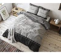 SleepTime Copripiumino 100% Cotone, True Dreams, Grigio, Set di 2, 135cm x 200cm, Con 2 Federa Da 80cm x 80cm