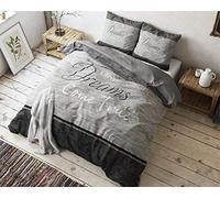 SleepTime Copripiumino 100% Cotone, True Dreams, Grigio, Singolo, 155cm x 220cm, Con 1 Federa Da 80cm x 80cm