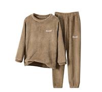 Sleepwear Autumn and Winter Solid Color Children's Flannel Sleepwear Set Home Clothes for Boys and Girls Medium and Small Children Thick and Warm Children's Sleepwear Baby Christmas Dress, caffè, 18