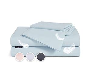 sleepwise Set Biancheria da Letto in Cotone - Set in 2 pz. con Cerniere, Fustagno, Certificato ÖKO-Tex, Copripiumino, Duvet Set, Soffice, Morbido, Camera da Letto, 200x200 + 2x 80x80 cm, Azzurro