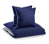 sleepwise “Soft Wonder” - Biancheria da Letto, Extra-comfort, Traspirante, Antipiega, Ipoallergenico, Completo Copripiumino, 3 Pezzi - 240x220cm e 2x 65x65 Federe, Blu oceano/grigio chiaro