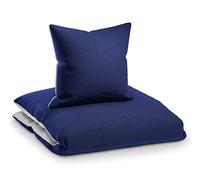 sleepwise “Soft Wonder” - Biancheria da Letto, Extra-comfort, Traspirante, Antipiega, Ipoallergenico, Completo Copripiumino, 2 Pezzi - 140x200cm e 1x 65x65 Federa, Blu oceano/grigio chiaro