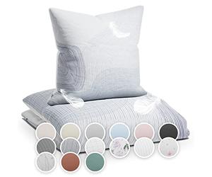 sleepwise “Soft Wonder” - Biancheria da Letto, Extra-comfort, Traspirante, Antipiega, Ipoallergenico, Completo Copripiumino, 2 Pezzi - 135x200cm e 1x 80x80 Federa, Onde & Acqua