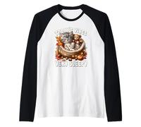 Sleepy Cat for Women Men & Kids Fall Vibes for Kitten Lover Maglia con Maniche Raglan
