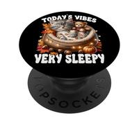 Sleepy Cat For Women Men & Kids Fall Vibes For Kitten Lover PopSockets PopGrip Adesivo
