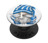 Sleepy Gnome Grandpa With Striped Pj And Candle Night Light PopSockets PopGrip Adesivo