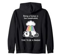 Sleepy Panda Bear Rainbow Essendo Umano è Un Costume Complicato Felpa con Cappuccio