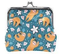 Sleepy Sloth - Portafoglio in pelle blu per donne e ragazze, con fibbia e chiusura a bacio, Sleepy Pigro Blu, UNITALLA Classic, Sleepy Pigro Blu, UNITALLA Classic, Sleepy Pigro Blu, Taglia unica