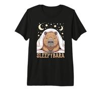 Sleepybara Nap Capybara Dormire sotto Coperta Stelle Luna Maglietta Premium