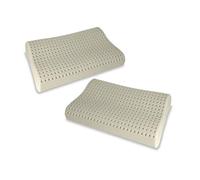 Sleepys Coppia cuscini in Lattice Naturale, 74x42 Alto 10 cm ortocervicale Forato con Fodera in Jersey 100% Cotone - Guanciale Lattice TALALAY Anallergico