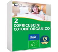 SLEEPZEN Copricuscino 40x60cm in Cotone Organico, Proteggi Cuscino Non Impermeabile, Set di 2, Fatto in Europa, Cotone Traspirante e Assorbente, Fodera di Cuscino, Chiusura a Busta
