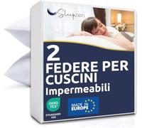 SLEEPZEN Copricuscino Letto 50x75 cm Impermeabili, Set da 2, Cotone, Qualità Superiore Certificata Oeko-Tex®, Federe Cuscini Letto con Cerniera, Traspirante, Morbida, Silenziosa, Ipoallergenica