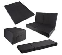 Sleezzz CloudComfort Materasso Matrimoniale Pieghevole Ospiti 140x195 cm 6 Pezzi Nero Letto Matrimoniale e Singolo Con Borsa Per Il Trasporto, Nucleo In Schiuma Extra Spessa Altezza 14 Cm Singolo