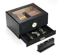 Slege Humidor per sigari, Scatola Humidor per sigari cubani, Cassetto portaoggetti Humidor, Umidificatore, Divisore, Igrometro, Regalo per uomo, Accessori per sigari (30-50 sigari) Italiano Manuale