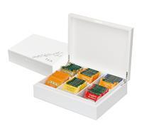 Slege Scatola da Tè in Legno Fatta a Mano,Porta tè e Tisane 6 Scomparti,Elegante Porta Tisane Bustine,Scatola per Il tè dal Ermetico,Porta Oggetti,Portacialde Caffè,Porta Spezie,Organizzatore la Casa