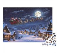 Sleigh di Babbo Natale Ride Puzzle 1000 Pezzi Regali Amanti Amici Sleigh di Babbo Natale sopra Snowy Village Giochi Educativo Sfida Regalo Divertente Gioco Famiglie Erwachsene