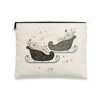 Sleigh Joy - Trousse da viaggio per cosmetici, da donna, portatile, piccola, in tela, con cerniera, per la cura della pelle, Nero, 7x9 Inch, Gioia