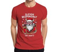 Sleigh Responsibly Or Don't Babbo Natale con corna, slitta da uomo, Colore: rosso, S