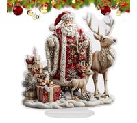 Sleigh Slitta di Renna Decorazione Natalizia - Slitta acrilica con stani di Renne, Renne Grandi 85 cm con 100 LED, Timer Automatico, Decorazione Natalizia Adatta per Uso Interno e Esterno