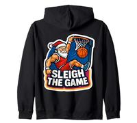 Sleigh The Game Basketball Player Christmas Santa Lover Xmas Felpa con Cappuccio