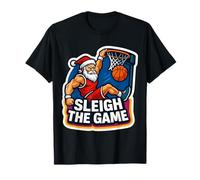 Sleigh The Game Basketball Player Christmas Santa Lover Xmas Maglietta