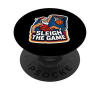 Sleigh The Game Basketball Player Christmas Santa Lover Xmas PopSockets PopGrip Adesivo