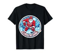 Sleigh The Game Ice Hockey Player Christmas Santa Lover Xmas Maglietta