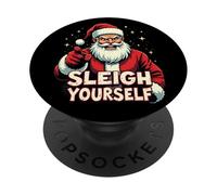 Sleigh Yourself - Gioco di parole motivazionale di Natale audace PopSockets PopGrip Adesivo