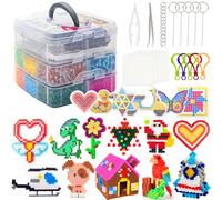 SLEMAKO Perline da Stirare, 10600 creativo Perline a Fusione con Custodia Trasparente, 6 Pegboard, Guida Utente, Set Creativo per Gioielli e Decorazioni Fai Da Te, 5MM Idea Regalo per Bambini e Natale