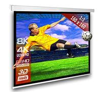 SlenderLine - Schermo motore 160 x 160 cm | 1,2 gain | formato 1:1 | 3D | Full HD 4K 8K Ultra HD | schermo proiettore elettrico per home cinema e presentazione | telecomando | per proiettori video LCD