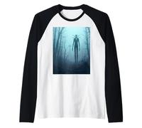 Slenderman senza volto insegue le foreste del Connecticut Maglia con Maniche Raglan