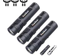 SLERFT Multi-Functional Aluminum Alloy Mini Flashlight, with Clip, Small LED Keychain Flashlights, Rechargeable Pocket Micro Flash Lights Powerful, Travel Miniature Light for Outdoor Camping(3*Black)