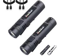 SLERFT Multi-Functional Aluminum Alloy Mini Flashlight, with Clip, Small LED Keychain Flashlights, Rechargeable Pocket Micro Flash Lights Powerful, Travel Miniature Light for Outdoor Camping(2*Black)