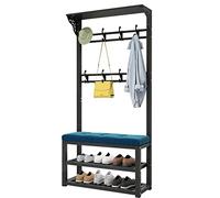 SLGGPJBU Appendiabiti appendiabiti in metallo appendiabiti scarpiera panca 3 in 1 design con ganci mensole ingresso organizer mensola per fanghi corridoio Indust